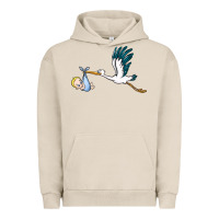 Pigment French Oak stork with baby boy Urban Hoodie - BarkalooDesign