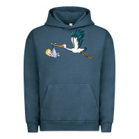 Pigment Midnight Navy stork with baby boy Urban Hoodie - BarkalooDesign
