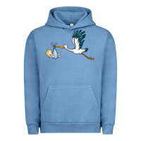 Pigment Pebble Blue stork with baby boy Urban Hoodie - BarkalooDesign