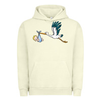 Pigment Pistachio stork with baby boy Urban Hoodie - BarkalooDesign