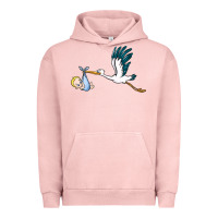 Pigment Salmon stork with baby boy Urban Hoodie - BarkalooDesign