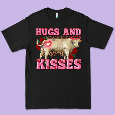 Hugs And Kisses Charolais Bull Premium Tee Designed By Ranaportraitstore