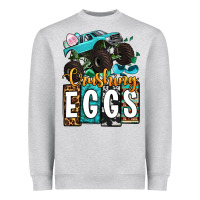 Heather Grey Easter Day Monster truck crushing eggs Heavyweight Sweatshirt - OliviaCreatesArt