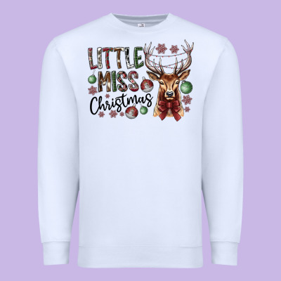 Little Miss Christmas Premium Sweatshirt Designed By Cowhidedigitalart