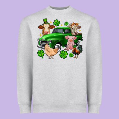 St. Patrick's Farm Animal Truck Heavyweight Sweatshirt Designed By Oliviacreatesart