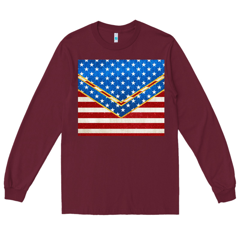 Glitter American Flag Long Sleeve Tee by TumblerDesignByShophia | Teevron