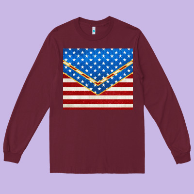 Glitter American Flag Long Sleeve Tee Designed By Tumblerdesignbyshophia