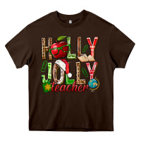Chocolate Brown holly jolly teacher Heavy Core Tee - NancyCooperArtShop