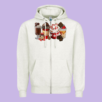 Chocolate Love Coffee Cups Zipper Hoodie Designed By Fadigitalartstudio