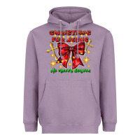 Lavender festive christmas message with crosses Heavyweight Hoodie - CowhideDigitalArt
