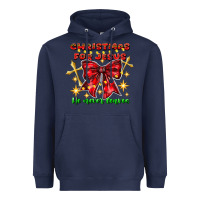 Navy festive christmas message with crosses Heavyweight Hoodie - CowhideDigitalArt
