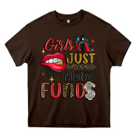 Chocolate Brown girls just wanna have funds Heavy Core Tee - JahusDesignShop