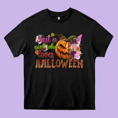 Just A Girl Who Loves Halloween Heavy Core Tee Designed By Nancycooperartshop