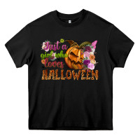 Black just a girl who loves halloween Heavy Core Tee - NancyCooperArtShop