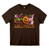 Chocolate Brown just a girl who loves halloween Heavy Core Tee - NancyCooperArtShop