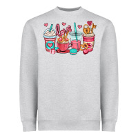 Heather Grey valentines day coffee cups (1) Heavyweight Sweatshirt - OliviaCreatesArt