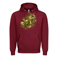 Burgundy camouflage and leopard patch  5 Zipper Hoodie - BundleAndBundleShop