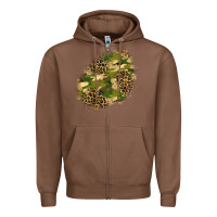 Chestnut camouflage and leopard patch  5 Zipper Hoodie - BundleAndBundleShop
