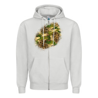 Dove Grey camouflage and leopard patch  5 Zipper Hoodie - BundleAndBundleShop