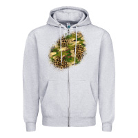 Heather Grey camouflage and leopard patch  5 Zipper Hoodie - BundleAndBundleShop