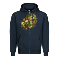 Navy camouflage and leopard patch  5 Zipper Hoodie - BundleAndBundleShop