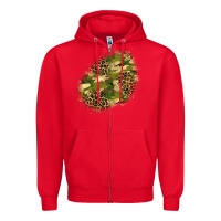 Red camouflage and leopard patch  5 Zipper Hoodie - BundleAndBundleShop