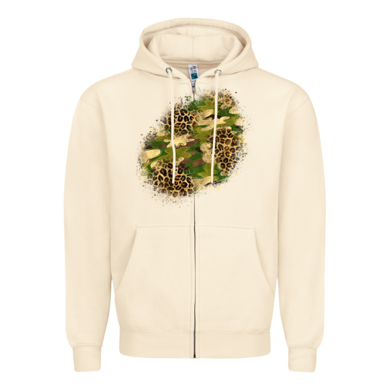 Camouflage And Leopard Patch  5 Zipper Hoodie by BundleAndBundleShop | Teevron
