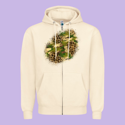 Camouflage And Leopard Patch  5 Zipper Hoodie Designed By Bundleandbundleshop
