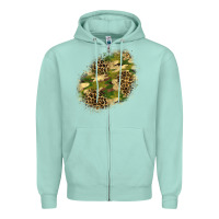 Seafoam camouflage and leopard patch  5 Zipper Hoodie - BundleAndBundleShop