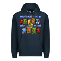 Navy diversity is a fact indesion is an act Premium Hoodie - FaDigitalArtStudio