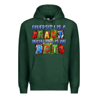 Sports Green diversity is a fact indesion is an act Premium Hoodie - FaDigitalArtStudio