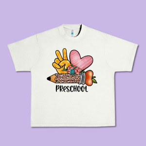 Peace Love Preschool Urban Heavy Tee Designed By Jahusdesignshop
