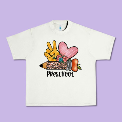 Peace Love Preschool Urban Heavy Tee Designed By Jahusdesignshop