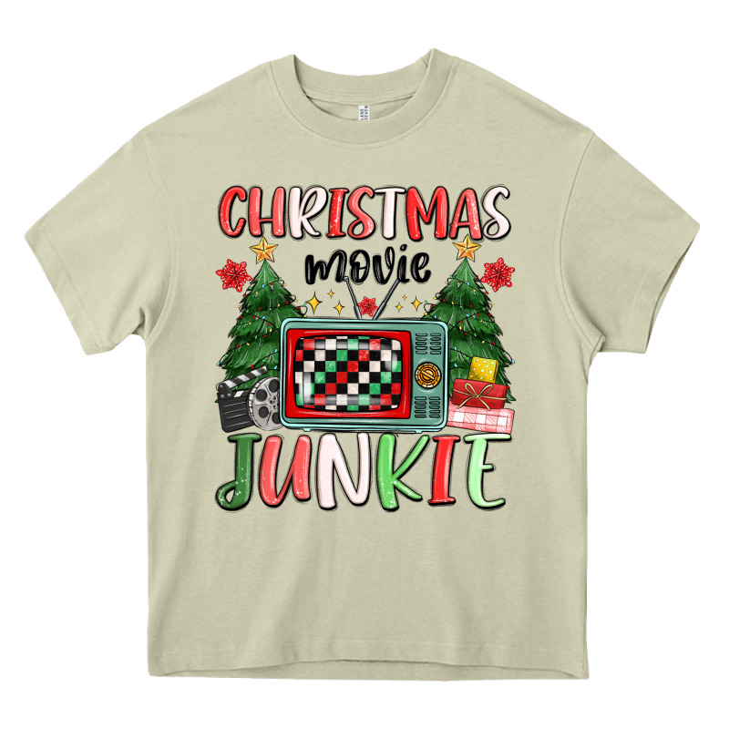Christmas Movie Junkie Heavy Core Tee by MaliasSmallBusiness | Teevron