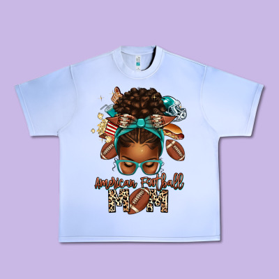 American Football Mom Afro Messy Bun Urban Heavy Tee Designed By Texasbilliewilder
