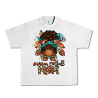 Lunar Rock American Football Mom Afro Messy Bun Urban Heavy Tee - texasbilliewilder