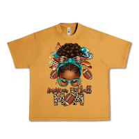 Peanut Butter American Football Mom Afro Messy Bun Urban Heavy Tee - texasbilliewilder
