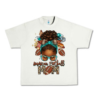 Pistachio American Football Mom Afro Messy Bun Urban Heavy Tee - texasbilliewilder