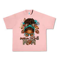Salmon American Football Mom Afro Messy Bun Urban Heavy Tee - texasbilliewilder