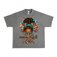 Tornado American Football Mom Afro Messy Bun Urban Heavy Tee - texasbilliewilder