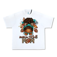 White American Football Mom Afro Messy Bun Urban Heavy Tee - texasbilliewilder