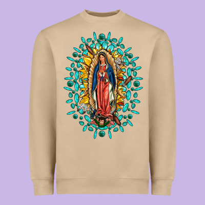 Our Lady Of Guadalupe Gemstone Sunflowers Heavyweight Sweatshirt Designed By Fadigitalartstudio