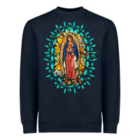 Navy Our Lady Of Guadalupe Gemstone Sunflowers Heavyweight Sweatshirt - FaDigitalArtStudio