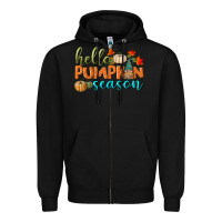 Black hello pumpkin season Zipper Hoodie - BundleAndBundleShop