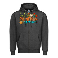Charcoal Heather hello pumpkin season Zipper Hoodie - BundleAndBundleShop