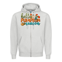 Dove Grey hello pumpkin season Zipper Hoodie - BundleAndBundleShop