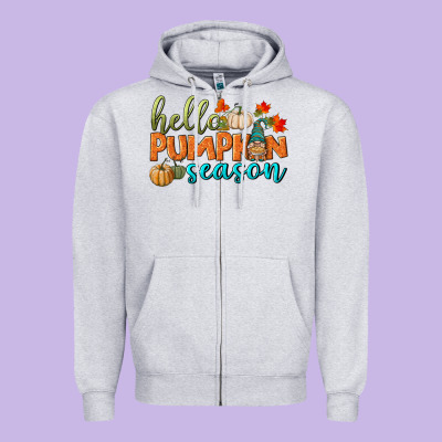 Hello Pumpkin Season Zipper Hoodie Designed By Bundleandbundleshop