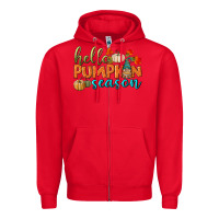 Red hello pumpkin season Zipper Hoodie - BundleAndBundleShop