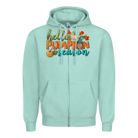 Seafoam hello pumpkin season Zipper Hoodie - BundleAndBundleShop