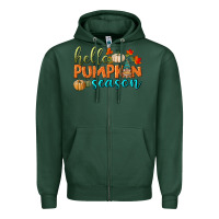 Sports Green hello pumpkin season Zipper Hoodie - BundleAndBundleShop